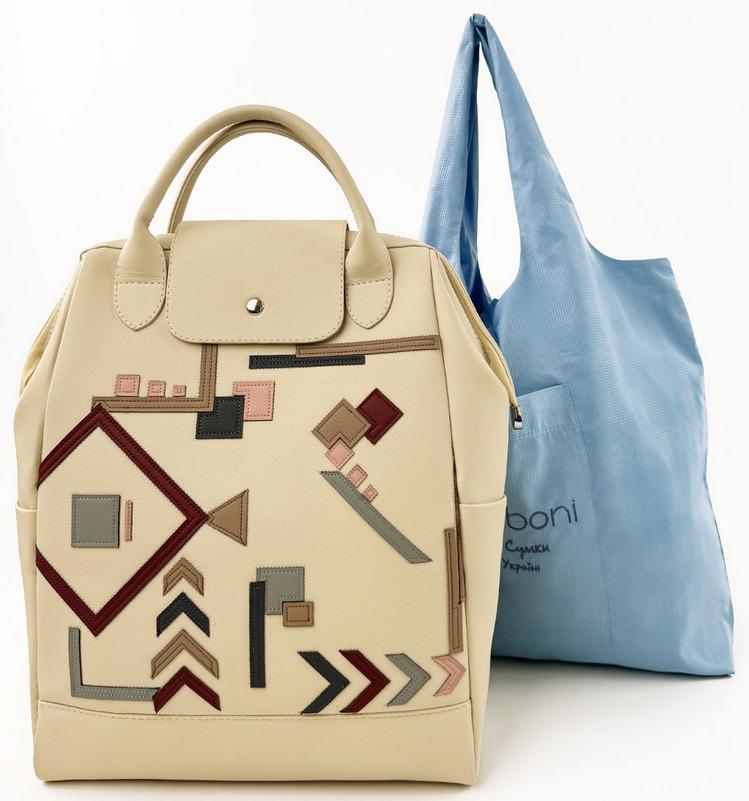 Рюкзак жіночий Alba Soboni з кишенею для ноутбука 15,6" з шопером Бежевий (250314)