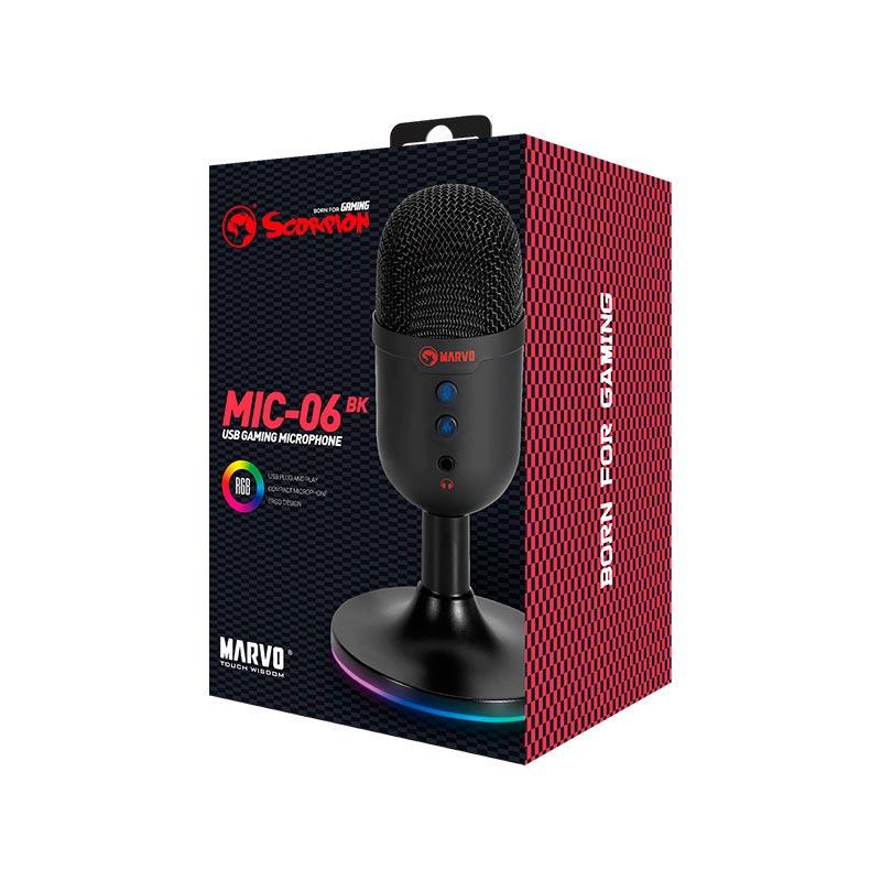 Микрофон игровой RGB MARVO MIC-06 USB AUX Черный (26209451) - фото 2 Микрофон игровой RGB MARVO MIC-06 USB AUX Черный (26209451) - фото 2