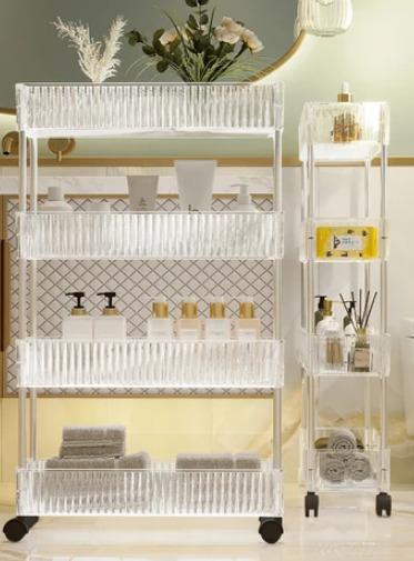 Полочка-этажерка Elysis MK-23 3-ярусная из пластика на колесиках Прозрачный (14124141) - фото 5