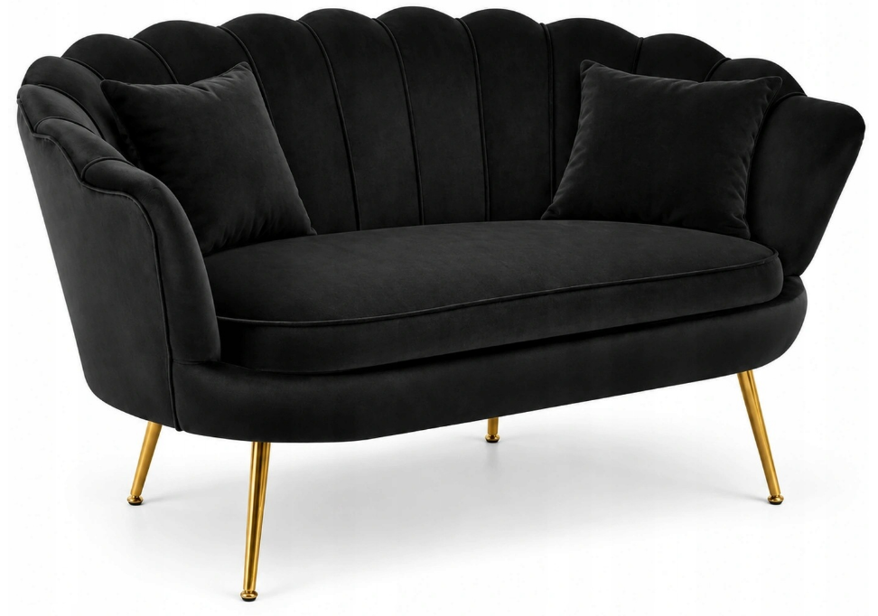 Диван двухместный GLAMOUR TWO-SEATER FLOWERS бархатный Черный (39062265)