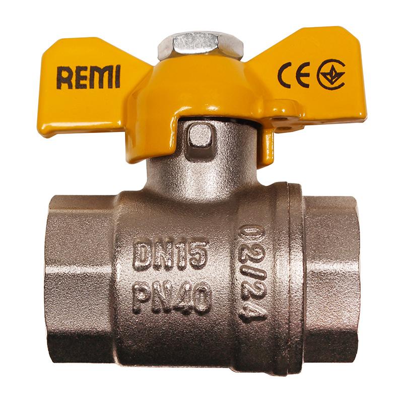 Кран газовый шаровый никелированный Remi ВВ 1/2”