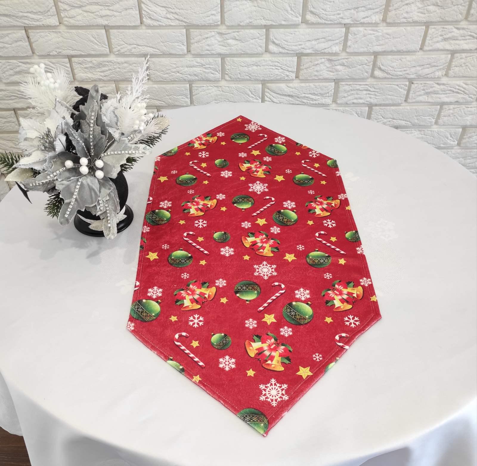 Дорожка Print велюр Sagol 35х90 новогодняя Kirmizi (CN10833)