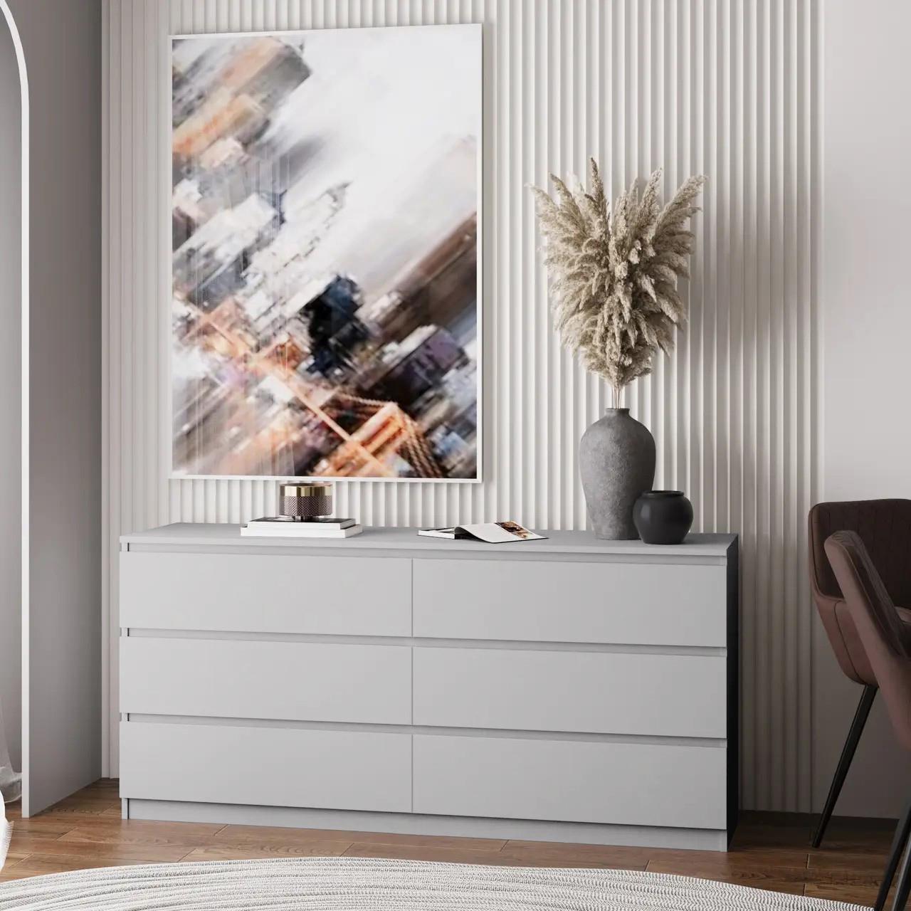 Комод на 6 ящиков без ручек Line TVF6 1400x450x800 мм Серый