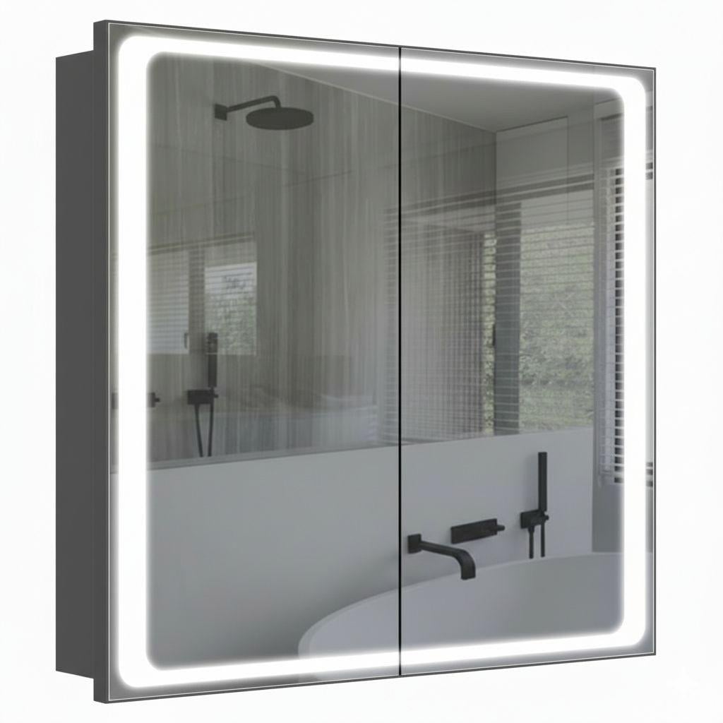 Шкаф зеркальный Aquarius Modena с LED подсветкой 80 Графит (11748)