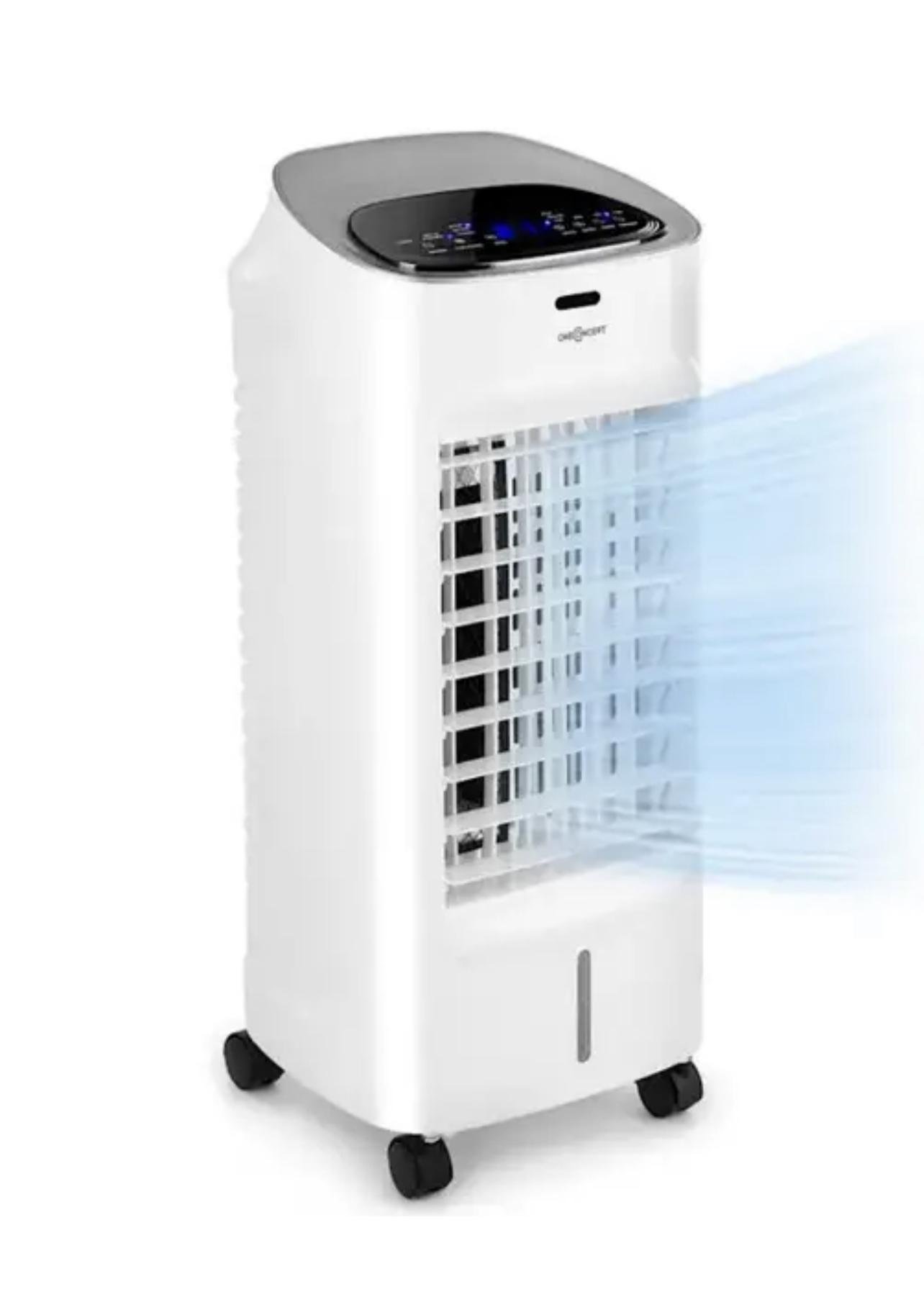 Охолоджувач-вентилятор OneConcept Coolster 4в1 3 швидкості коливання іонізатор пульт дистанційного керування мобільний 320 м3/год 60 Вт 4 л