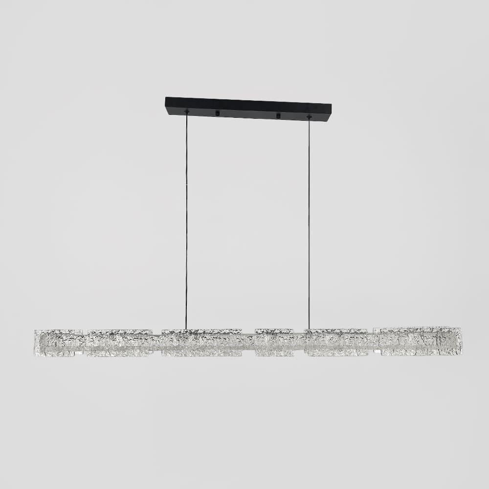 Люстра подвесная удлиненная с пластинами в виде прозрачных льдин 100 см Черный (MJ371-L1000 BK)