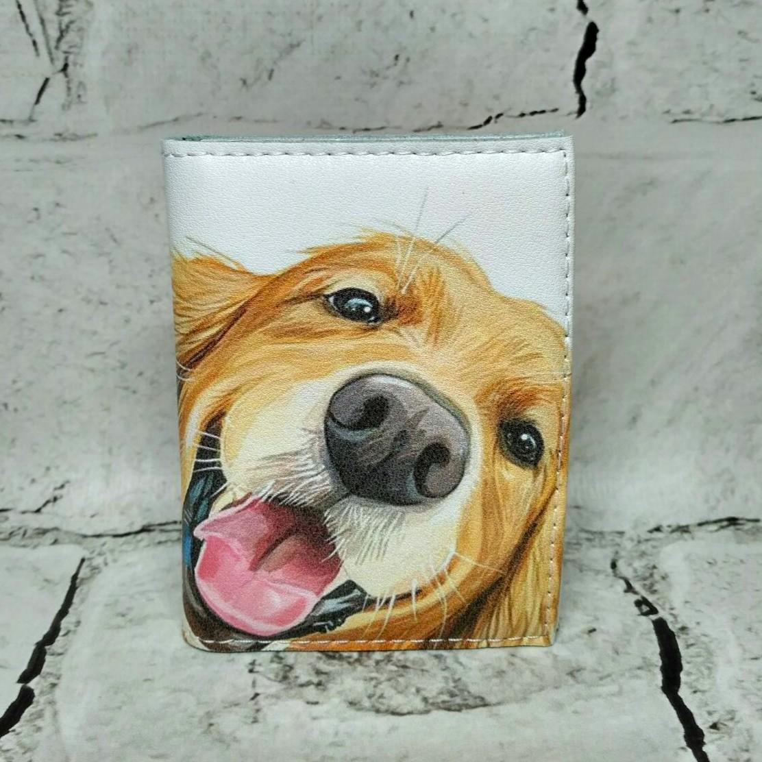 Обложка для ID паспорта Собачка Белый (D-66)