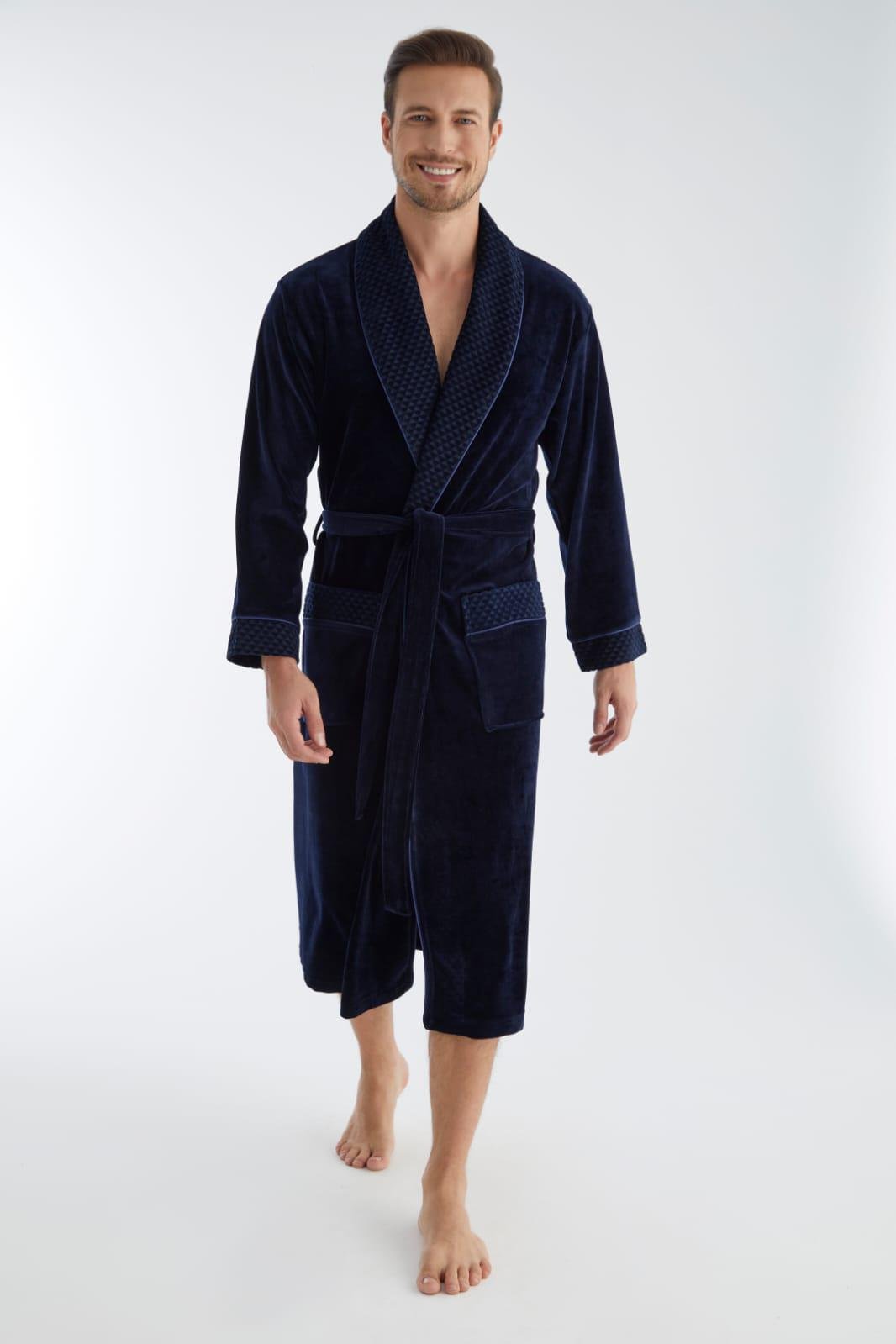 Халат мужской Nusa 20665 mavij велюр тонкий XXXXL (2000022282852)