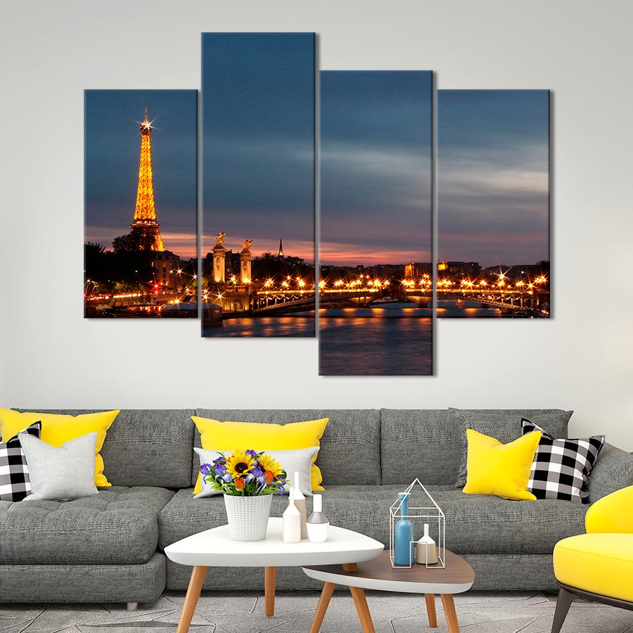 Картина город Сияние ночного Парижа 89x56 см (A842-4)