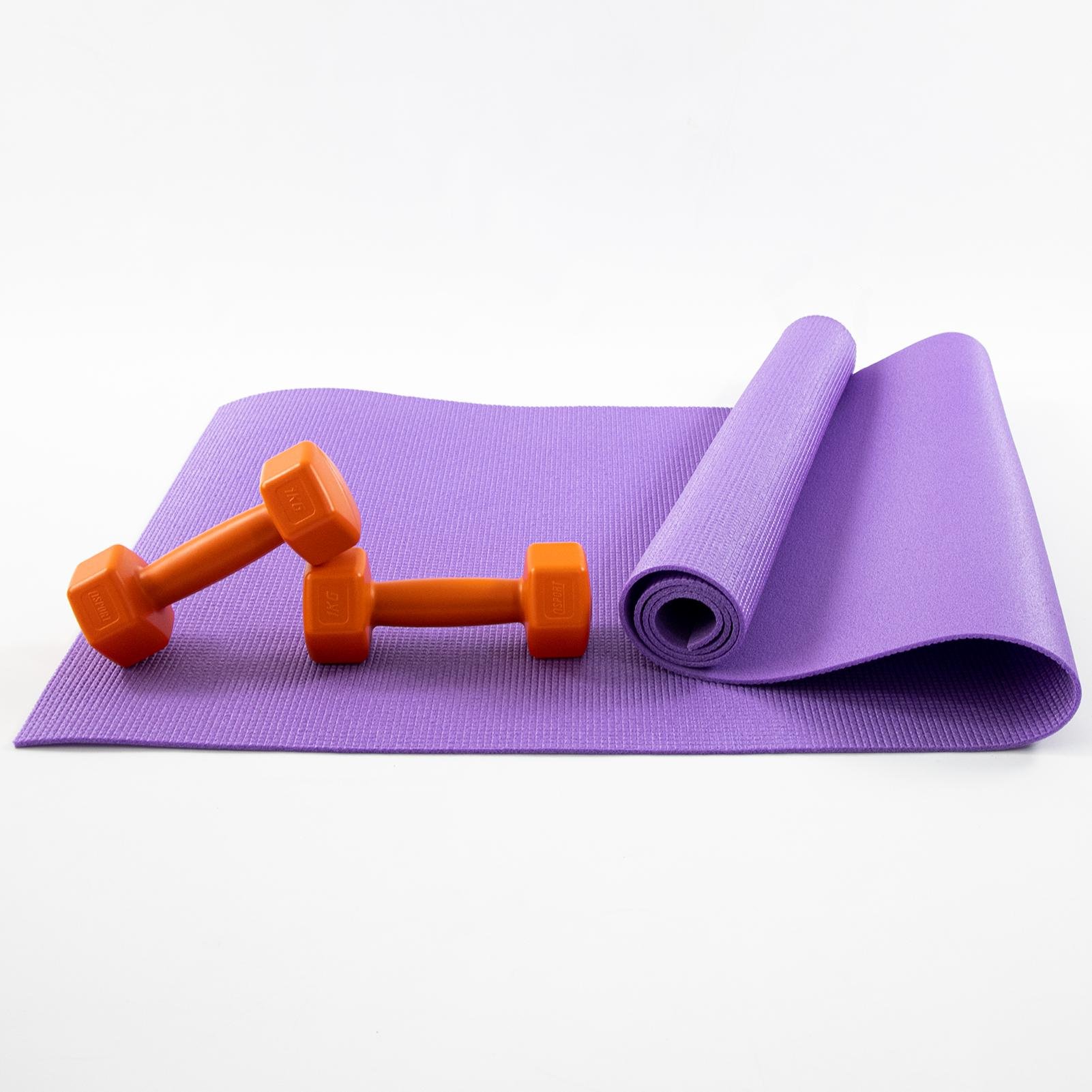Килимок для йоги та фітнесу та гантелі для фітнесу 2 шт. по 1кг Osport Set 81 Фіолетово-оранжевий (n-0111) - фото 1 Килимок для йоги та фітнесу та гантелі для фітнесу 2 шт. по 1кг Osport Set 81 Фіолетово-оранжевий (n-0111) - фото 1