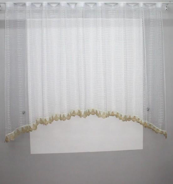 Тюль-арка сетка с макраме 280х155 см Белый/Золотисто-кремовый (000к 51-155) Тюль-арка сетка с макраме 280х155 см Белый/Золотисто-кремовый (000к 51-155)