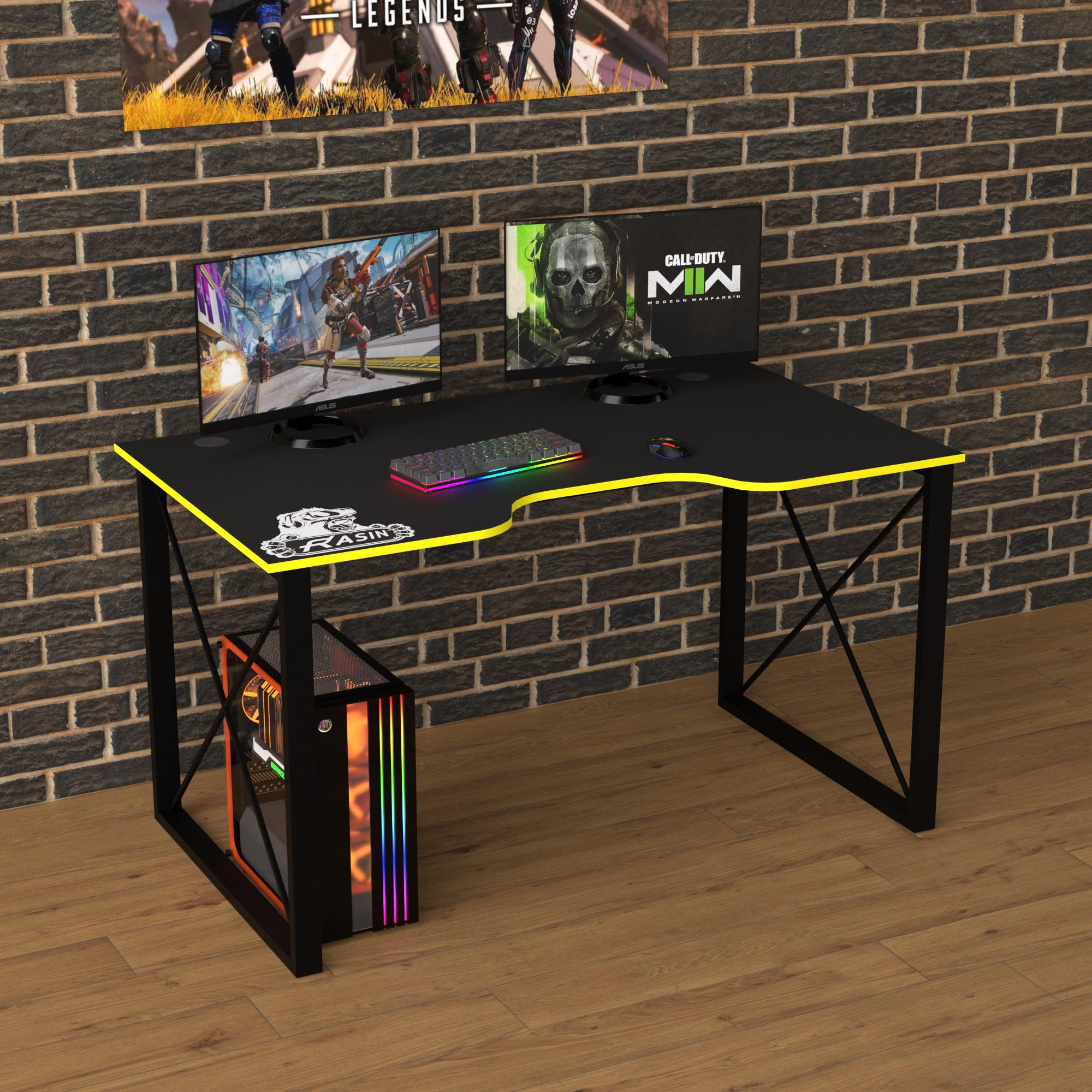 Геймерський стіл Тіса-меблі Rasin LOFT-13 120х80х75 см Чорний/Жовтий