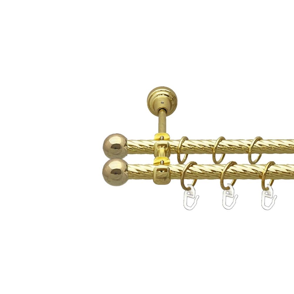 Карниз Orvit Куля Болонь металевий дворядний відкритий скручена труба кільце металеве 16/16 мм 160 см Золото (00-00024920)