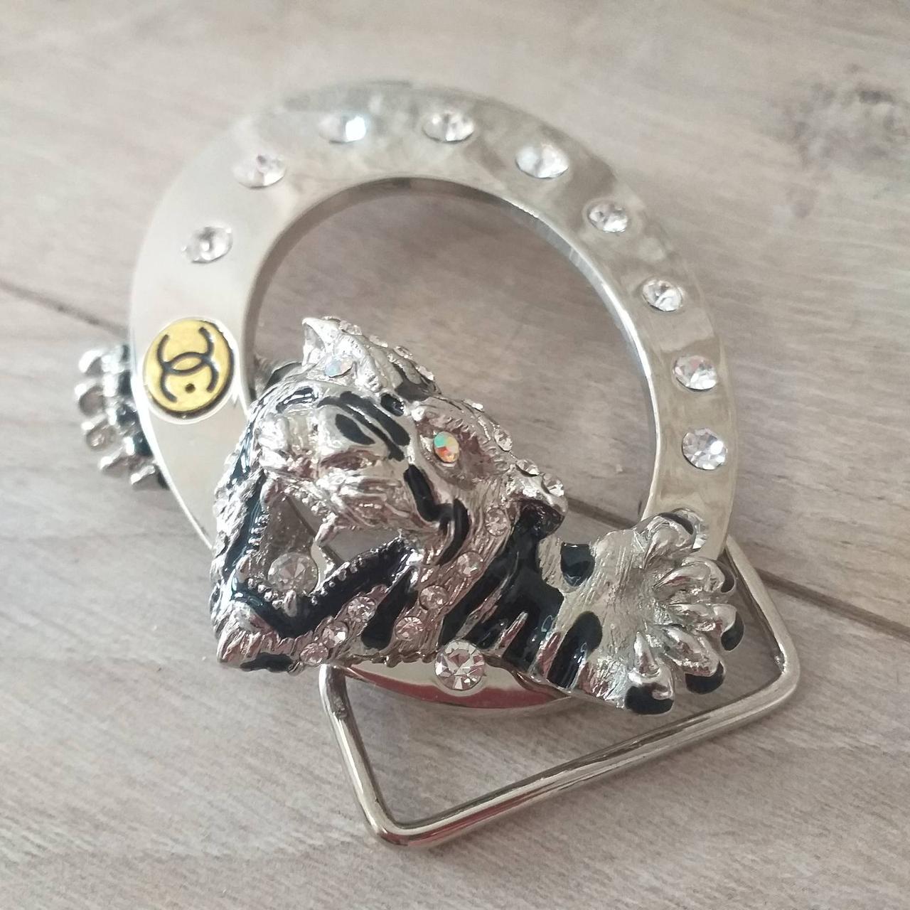 Пряжка фігурна з тигром для ременів завширшки до 40 мм Сріблястий (KG-8381)