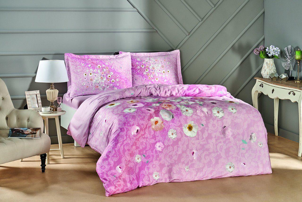 Постельное белье TАС Serlina pembe v01 евро Розовый (svt-2000022277341)
