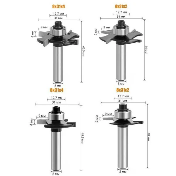 Набор пазовых фрез с кромками шириной 2 и 4 мм для соединения под углом 90° 2 шт. (C01582-1) - фото 6 Набор пазовых фрез с кромками шириной 2 и 4 мм для соединения под углом 90° 2 шт. (C01582-1) - фото 6