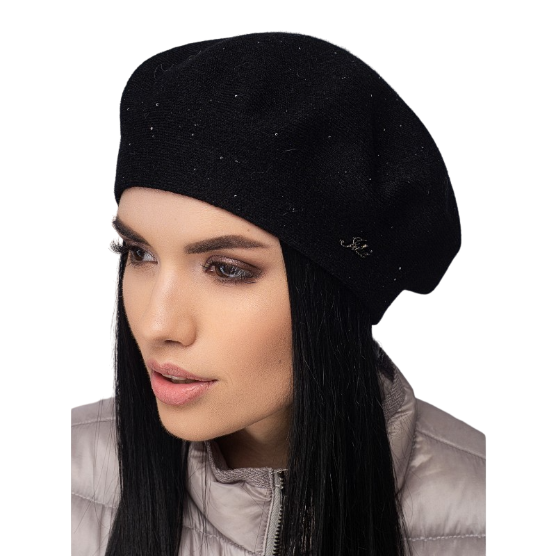 Берет женский Leks Долина двойной с пайетками Черный (128954)