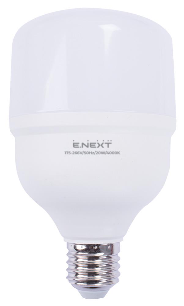 Лампа світлодіодна E.NEXT e.LED.lamp.HP.E27.20.4000 20W 230V 2000 Lm 4000K E27 надпотужна 80x139 мм (l0650636)