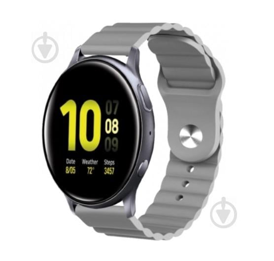 Ремінець BeWatch для Samsung Galaxy Watch 42 | 3 41 мм | Active | Active 2 силіконовий 20мм Wave Сірий (1010707)