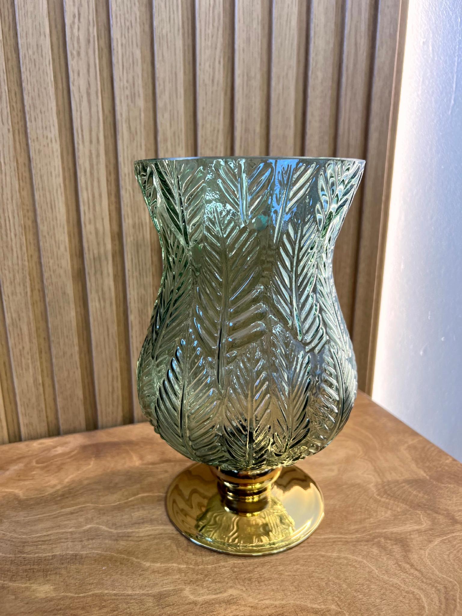 Ваза скляна Розалін 25 см Зелений/Золотий