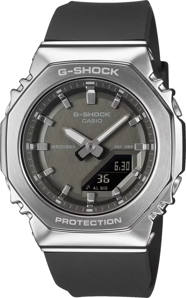 Наручний годинник жіночий Casio G-Shock GM-S2110-1A1ER ударостійкий з водозахистом 200 м та сірим циферблатом