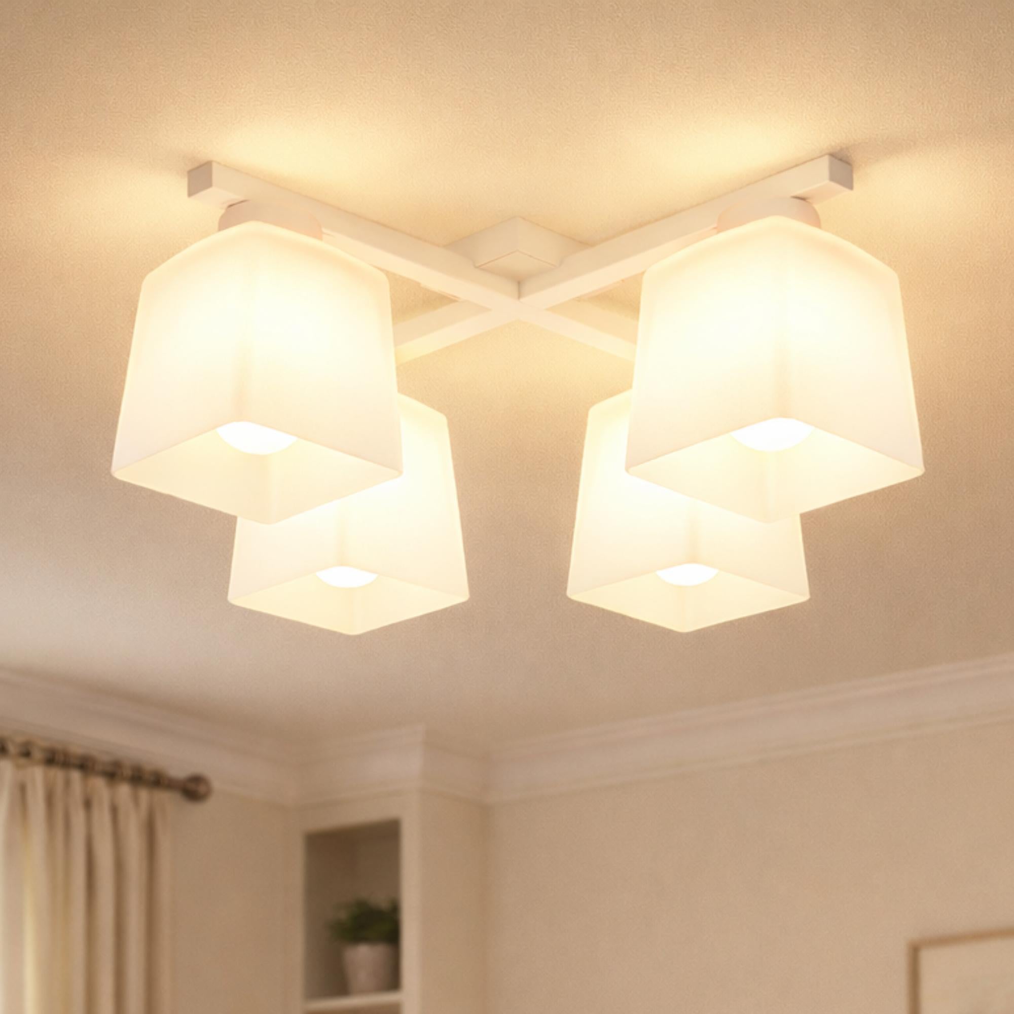 Люстра MSK ELECTRIC Sakura на четыре плафона под лампы Е27 Белый (NL 16510-4 WH)