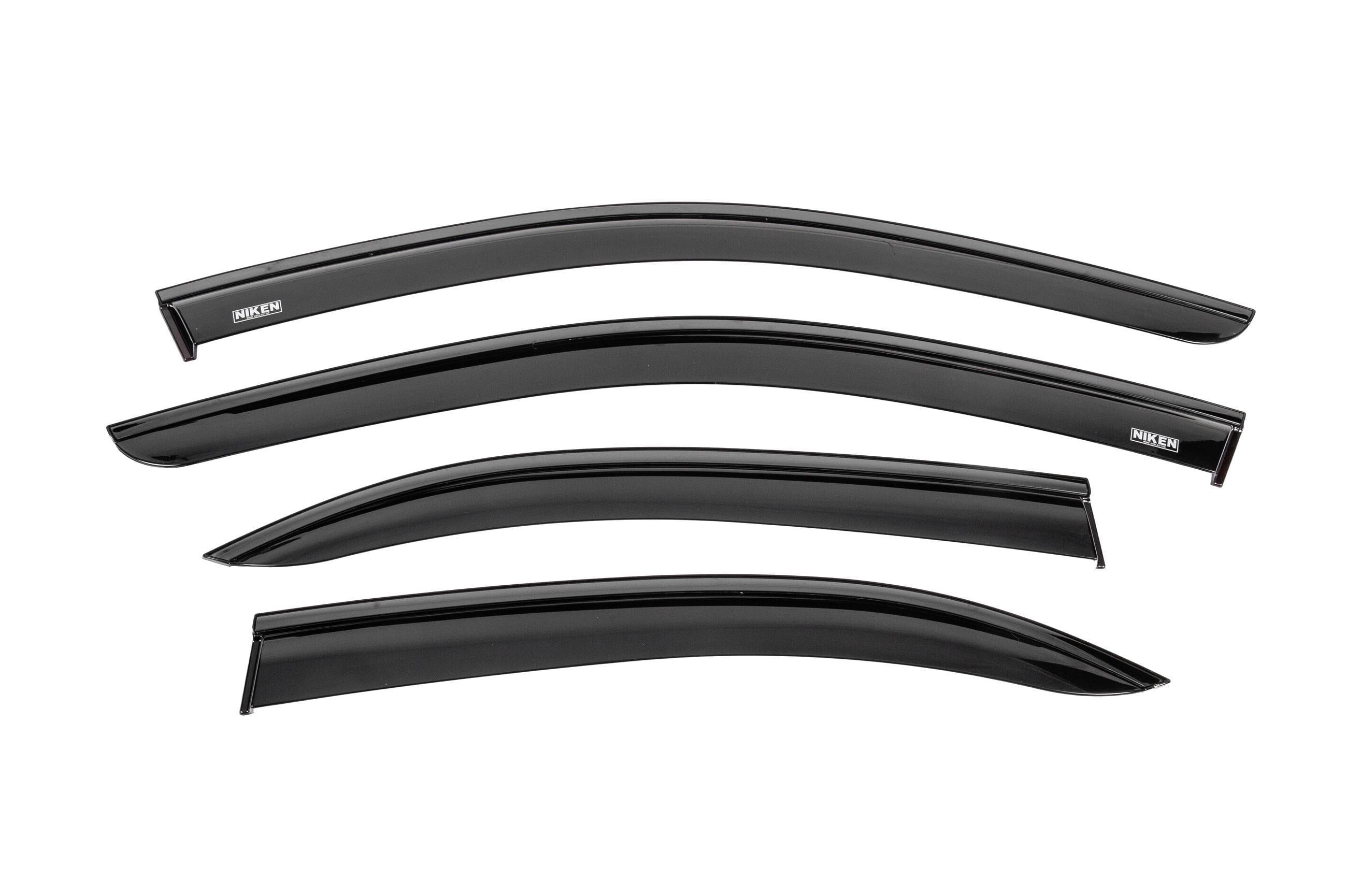 Ветровики с черным молдингом Niken Luxury для Mercedes C-class W204 2007-2015 гг. поликарбонат 4 шт. Черный (190258)