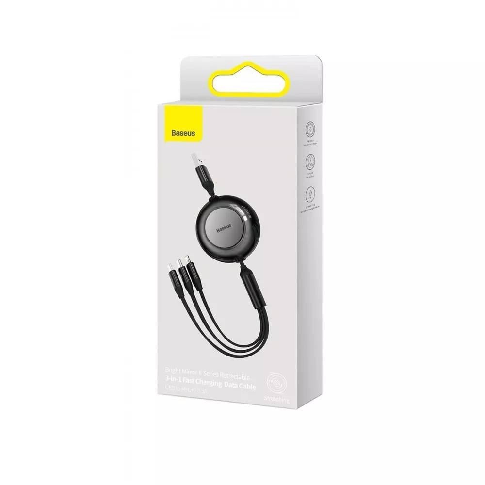 Кабель зарядки BASEUS Bright Mirror 2 Series 3в1 Micro USB/Lightning/Type-C 3,5A 1,1 м Черный (23505750)