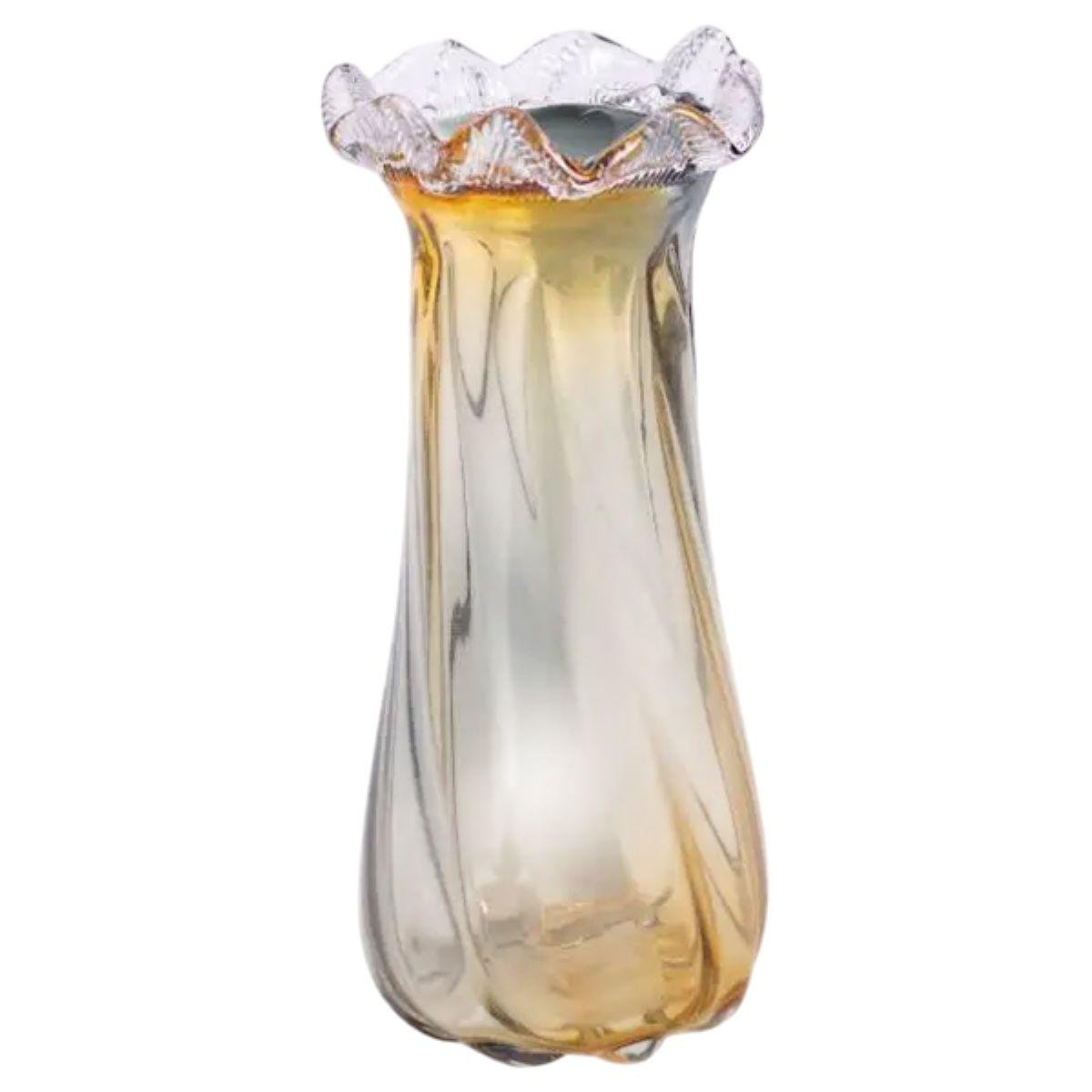 Ваза стеклянная фигурная для цветов Light House 1,8 л 30 см Желто-серый (LG-20196)
