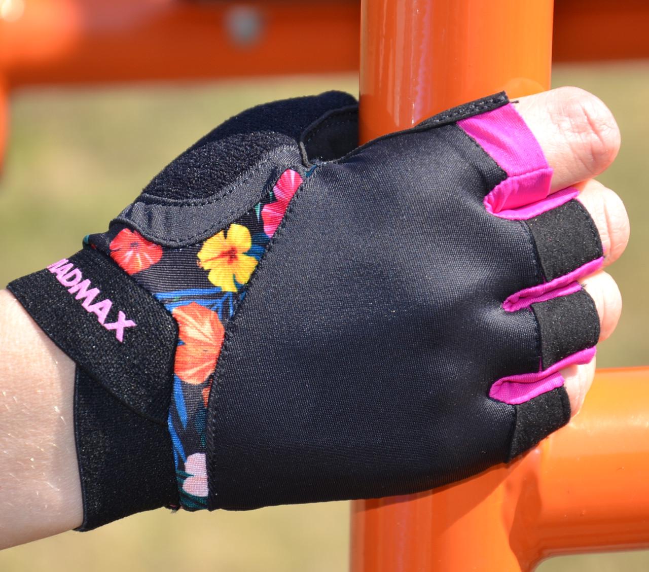 Рукавички для фітнесу MadMax MFG-770 Flower Power Gloves M Black/Pink - фото 8