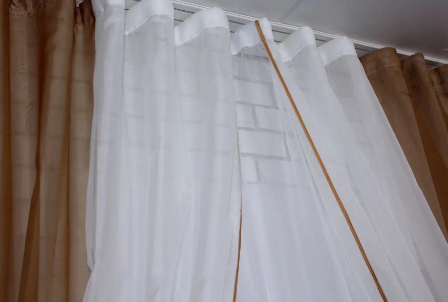 Комплект шторы/тюль шифон 280х150 см Коричневый/Бежевый/Белый (038к) - фото 4 Комплект шторы/тюль шифон 280х150 см Коричневый/Бежевый/Белый (038к) - фото 4