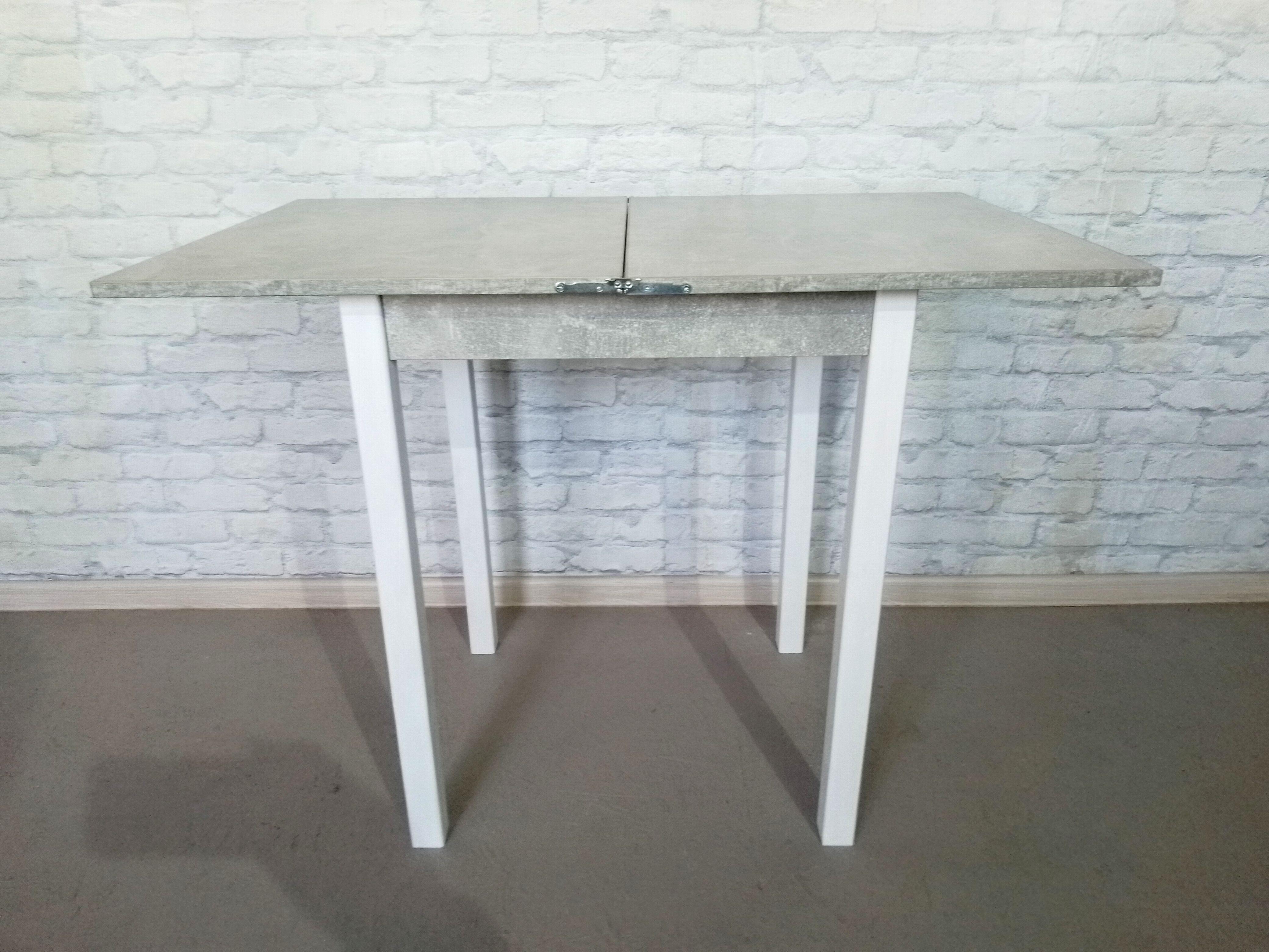 Обеденный стол Smart раскладной/ножки деревянные 60х50х75 см Бетон/Белый (0002) - фото 5 Обеденный стол Smart раскладной/ножки деревянные 60х50х75 см Бетон/Белый (0002) - фото 5