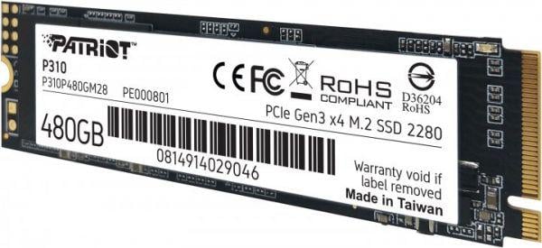 SSD-накопичувач Patriot P310 480GB M.2 2280 PCIe NVMe 4.0 x4 TLC (P310P480GM28) - фото 4 SSD-накопичувач Patriot P310 480GB M.2 2280 PCIe NVMe 4.0 x4 TLC (P310P480GM28) - фото 4