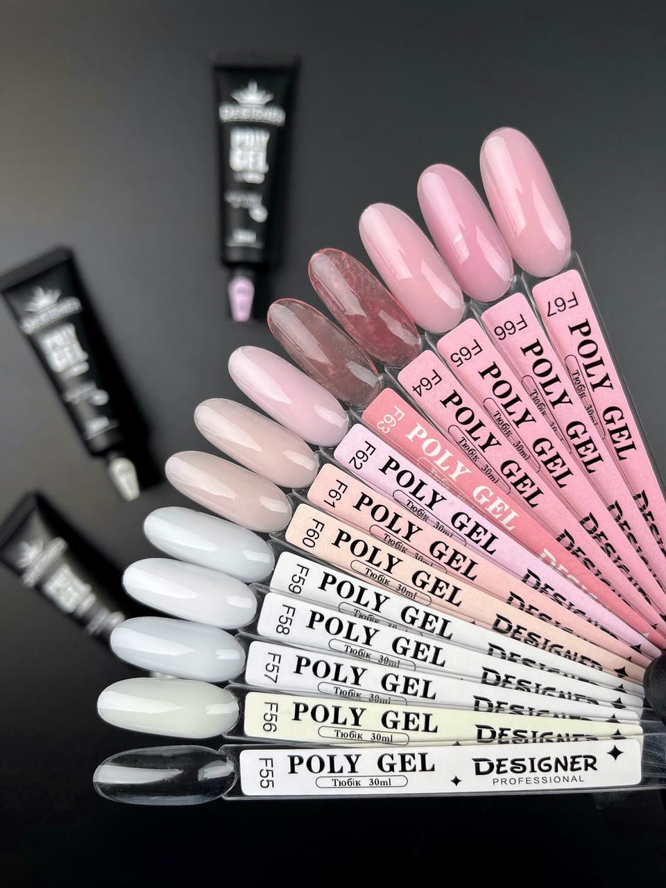 Полігель Дизайнер для нарощування та зміцнення нігтів 30 мл Caramel Latte F60 - фото 3 Полігель Дизайнер для нарощування та зміцнення нігтів 30 мл Caramel Latte F60 - фото 3