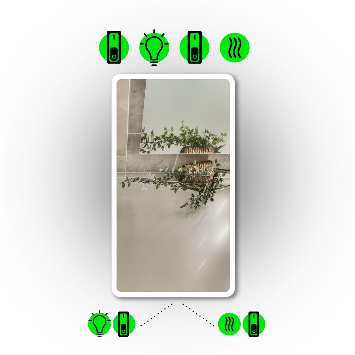 Зеркало с LED подсветкой Ahana с двумя механическими включателями и подогревом 60x70 см (Ahana/600x700/9191/2/1)