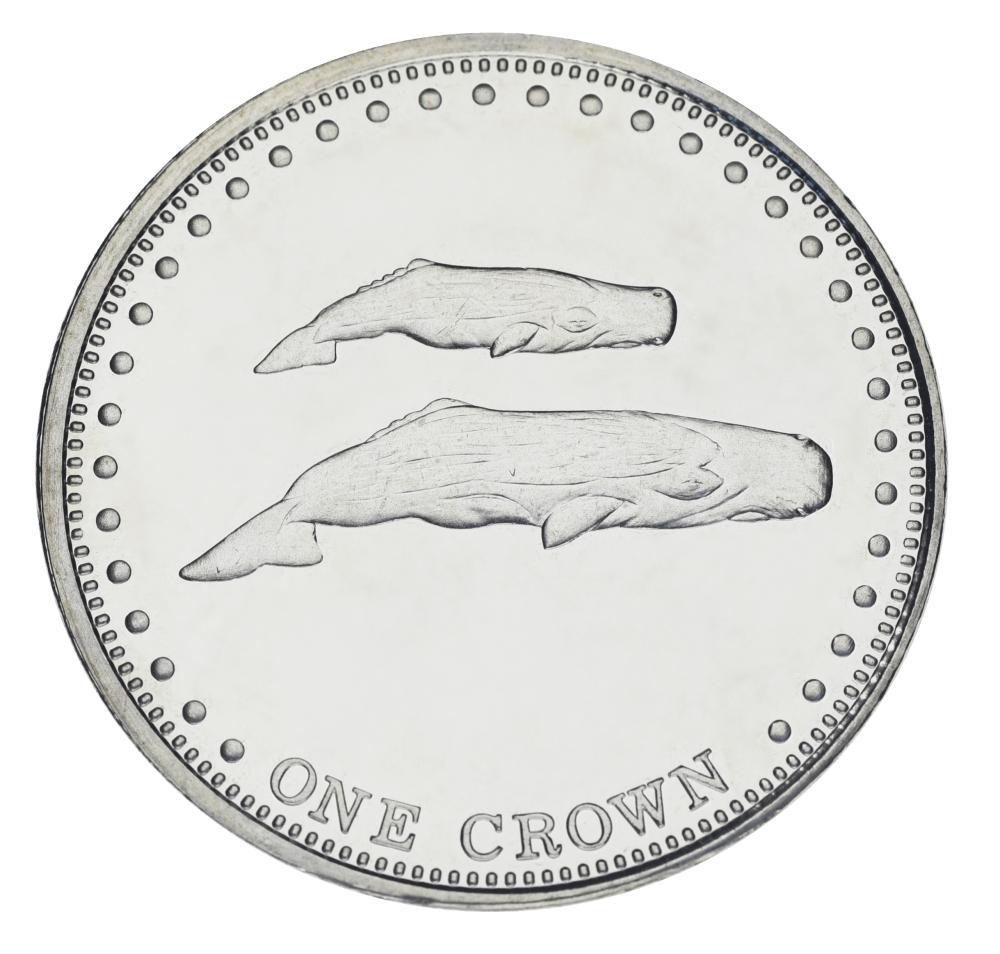 Коллекционная монета Тристан-да-Кунья 1 крона 2008 UNC Кашалоты (М20032)