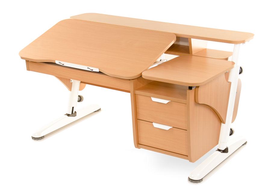 Парта детская Pondi Эргономик с тумбой Бук/Белый