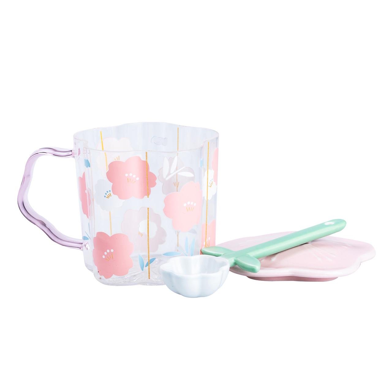 Чашка с ложкой и крышкой Lighthouse 500 мл Розовый (LG-20142) - фото 4