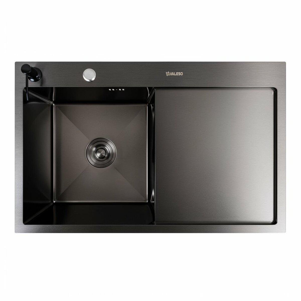Мийка кухонна Valeso Handmade CM R PVD круглий сифон 3,0/0,8 см 78x50 см Чорний (002200)
