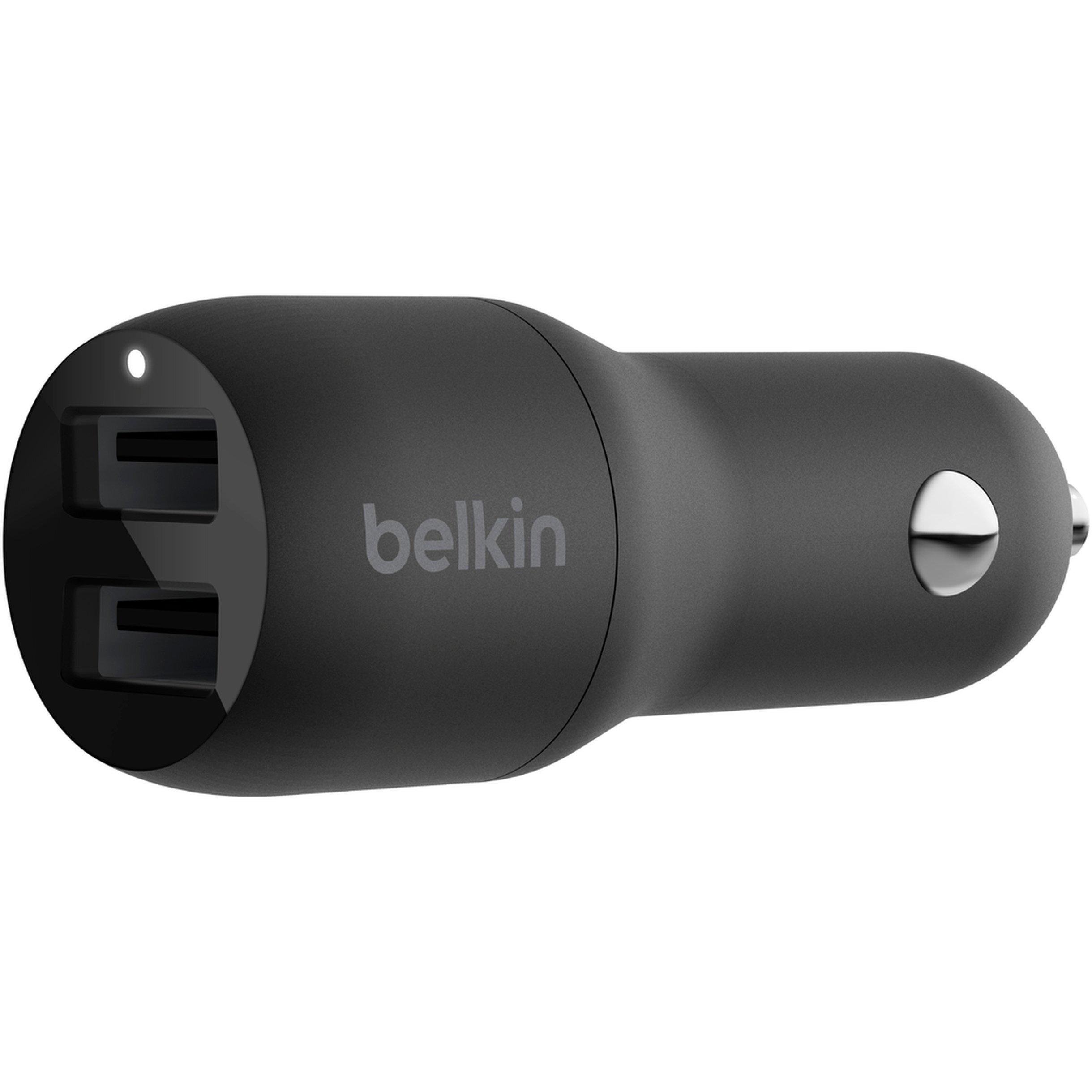 Автозарядка Belkin 24W 2 порта USB-A LED-индикатор Черный (616459)