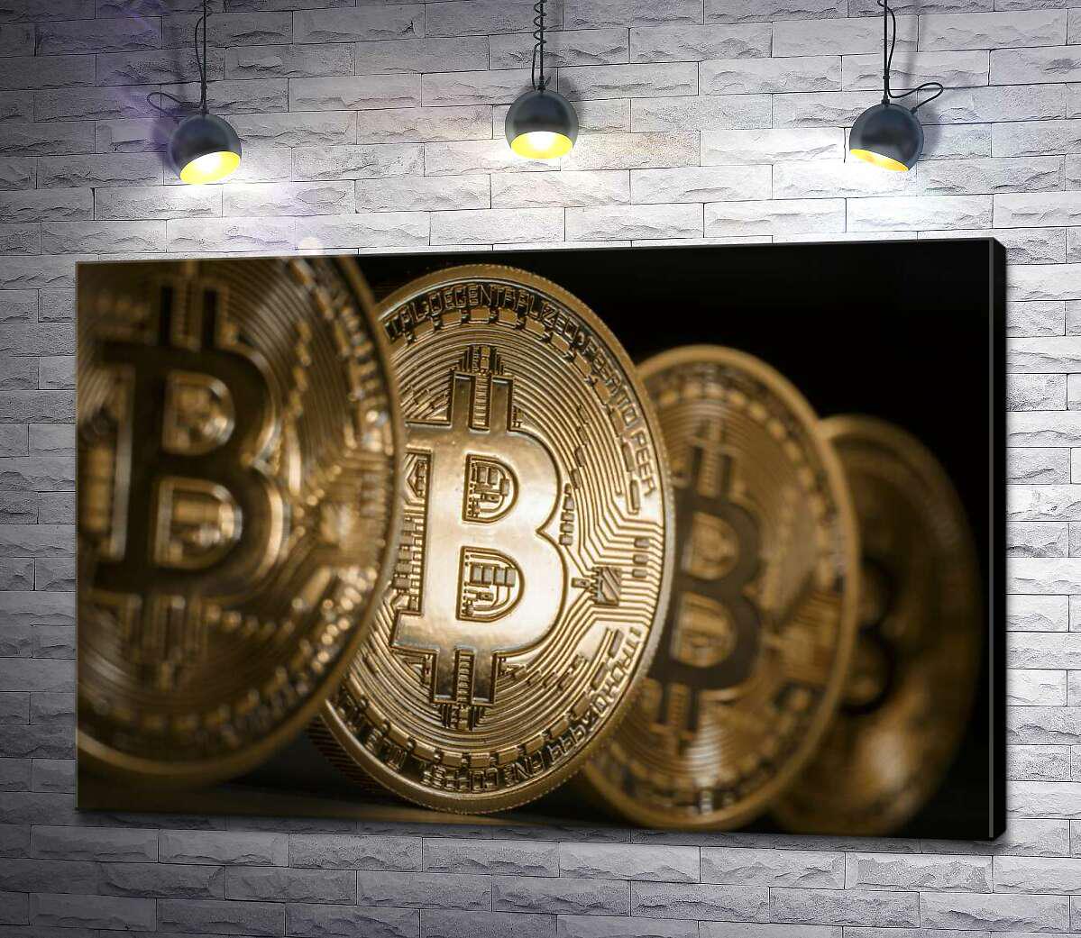 Картина ArtPoster Переливы золотого на монетах биткоинов 100x67 см Модуль №1 (000365)