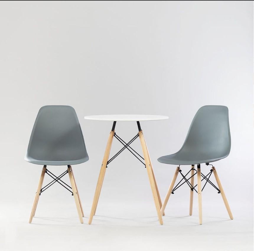 Мебель два стула со столом 80 см Серо-белый - фото 3 Мебель два стула со столом 80 см Серо-белый - фото 3