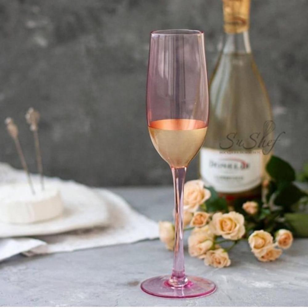 Бокал для шампанського із золотим обідком 250 мл Рожеве золото (21-AT10239) - фото 4