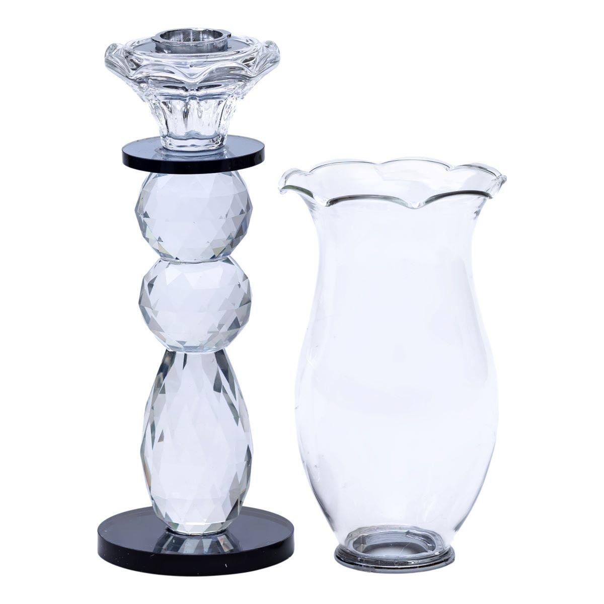 Подсвечник стеклянный декоративный бокал на ножке 7x32 см (6900)