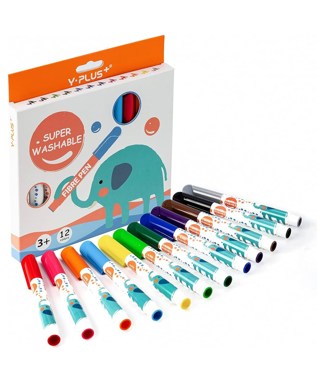 Фломастер ELEPHANT Super Washable JUMBO 12 кольорів