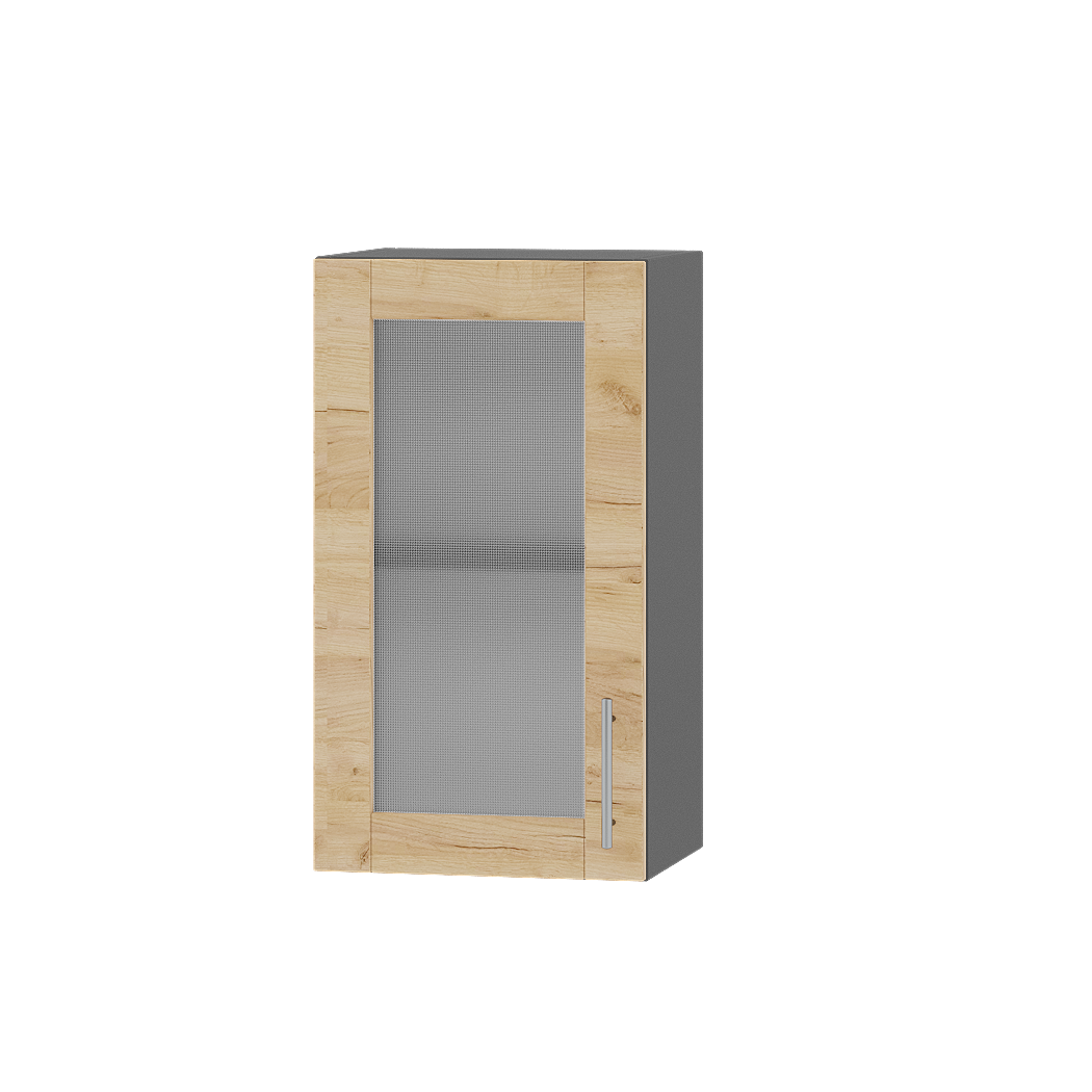 Шафа верхня Еверест Оптіма модуль Верх вітрина ВВ01-400 40х30х72 см Дуб крафт золотий/Антрацит (06097)