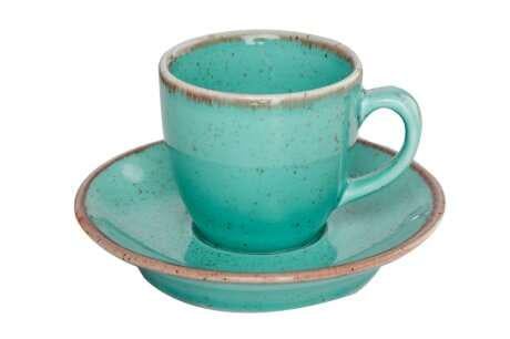 Чашка кавова Porland Seasons Turquoise 80 мл з блюдцем 120 мм (212109.T)