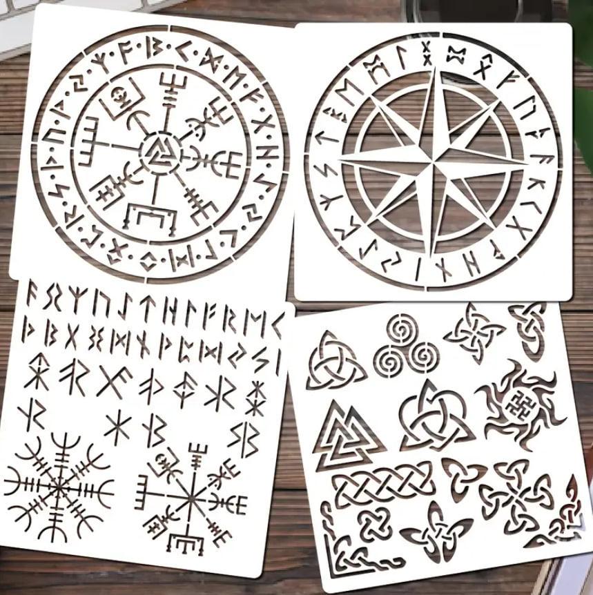 Набір шаблонів рунічної писемності Vegvisir 15 см 4 шт. (28349429)