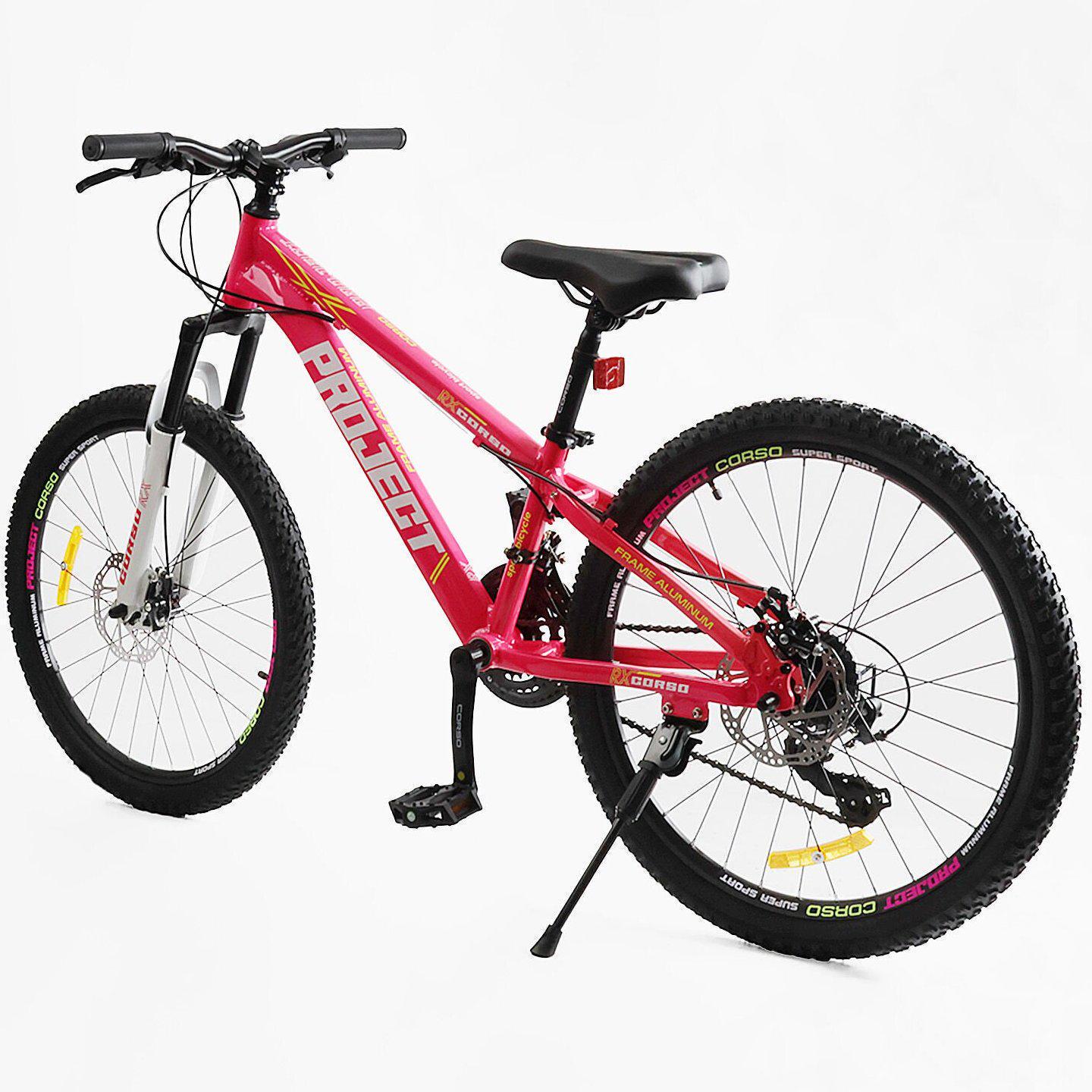Велосипед гірський підлітковий алюмінієвий Corso Project 24" рама 11" Рожевий - фото 3