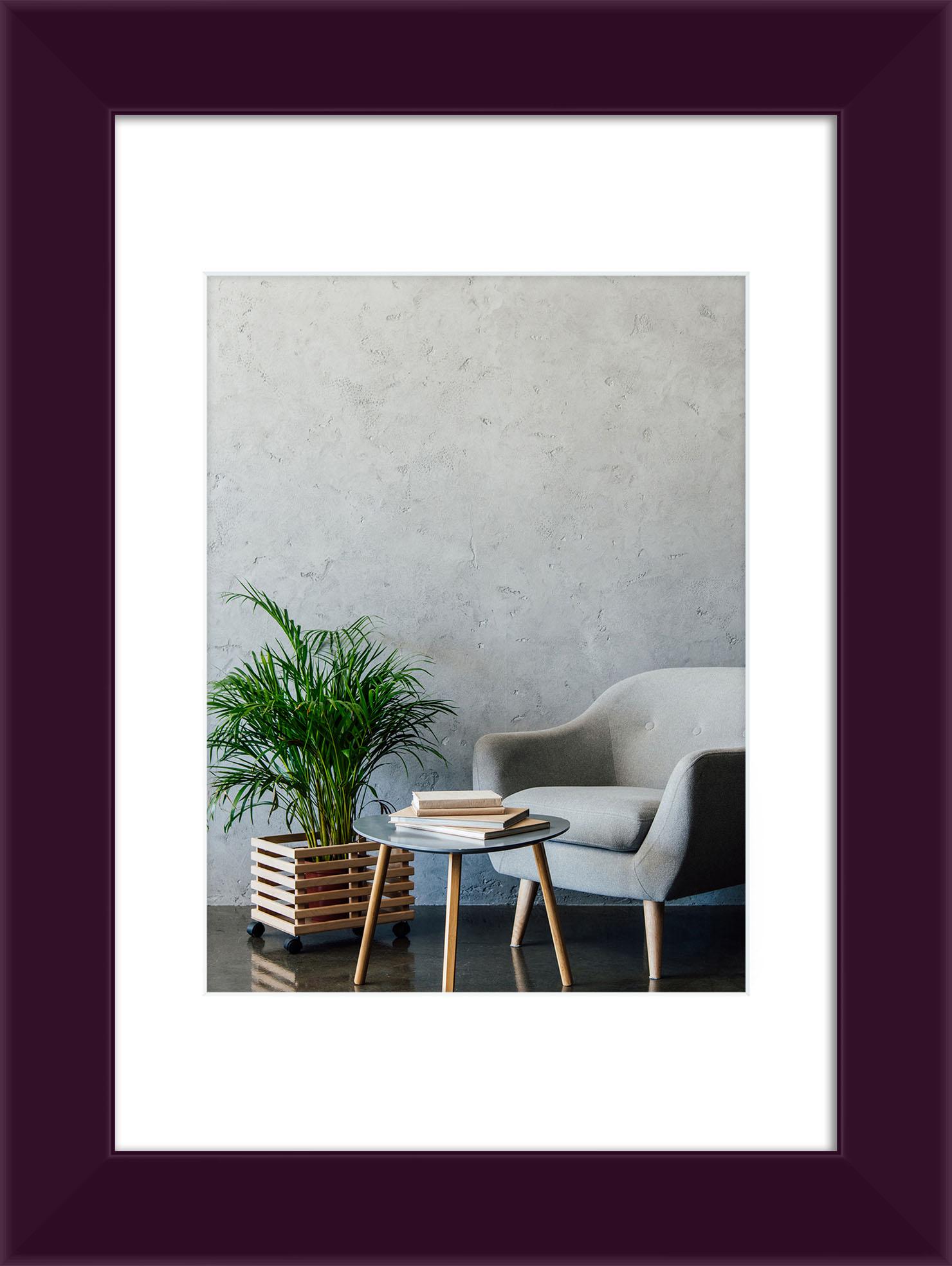 Фоторамка деревянная EmojiFrame 21х30 см А4 под фото 15х20 см AH3322-02 пластиковое стекло 0,8 мм паспарту Фиолетовый